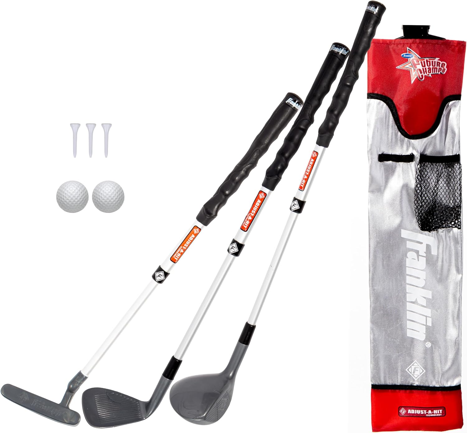Kids Golf Set - Youth Adjustable Plastic Golf Club Set - Kids Plastic Golf Set with Bag and Balls - Adjustable Length Clubs for Toddlers, Junior, Right Hand, Red