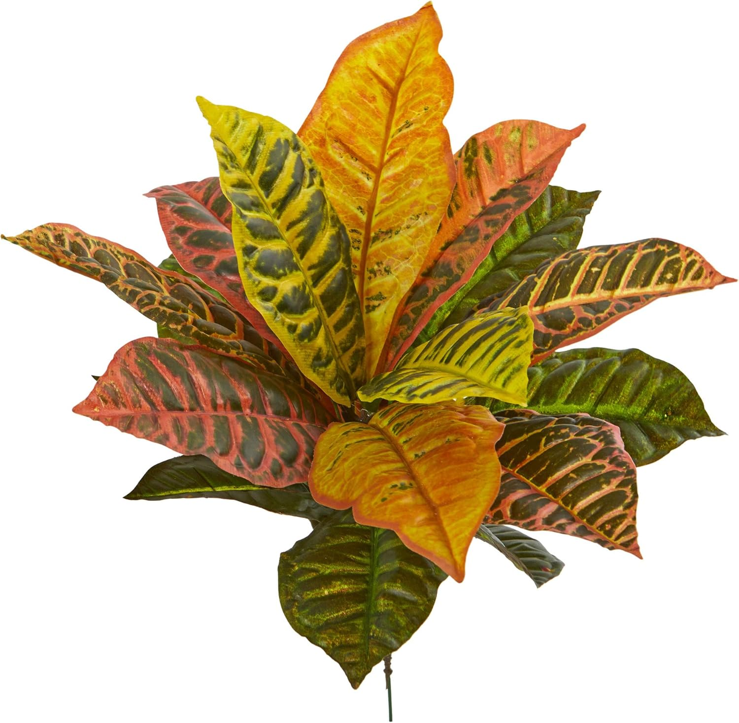 17” Garden Croton Artificial (Real Touch) (Set of 6) Silk Plants, Multi