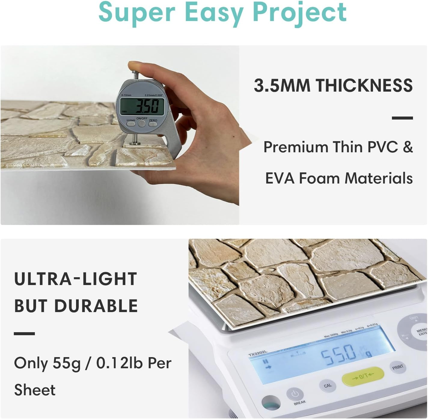Commomy 10 Pcs 3D Faux Stone Peel and Stick Wall Tiles Wall Panels 11.8"x11.8... - Picture 6 of 14