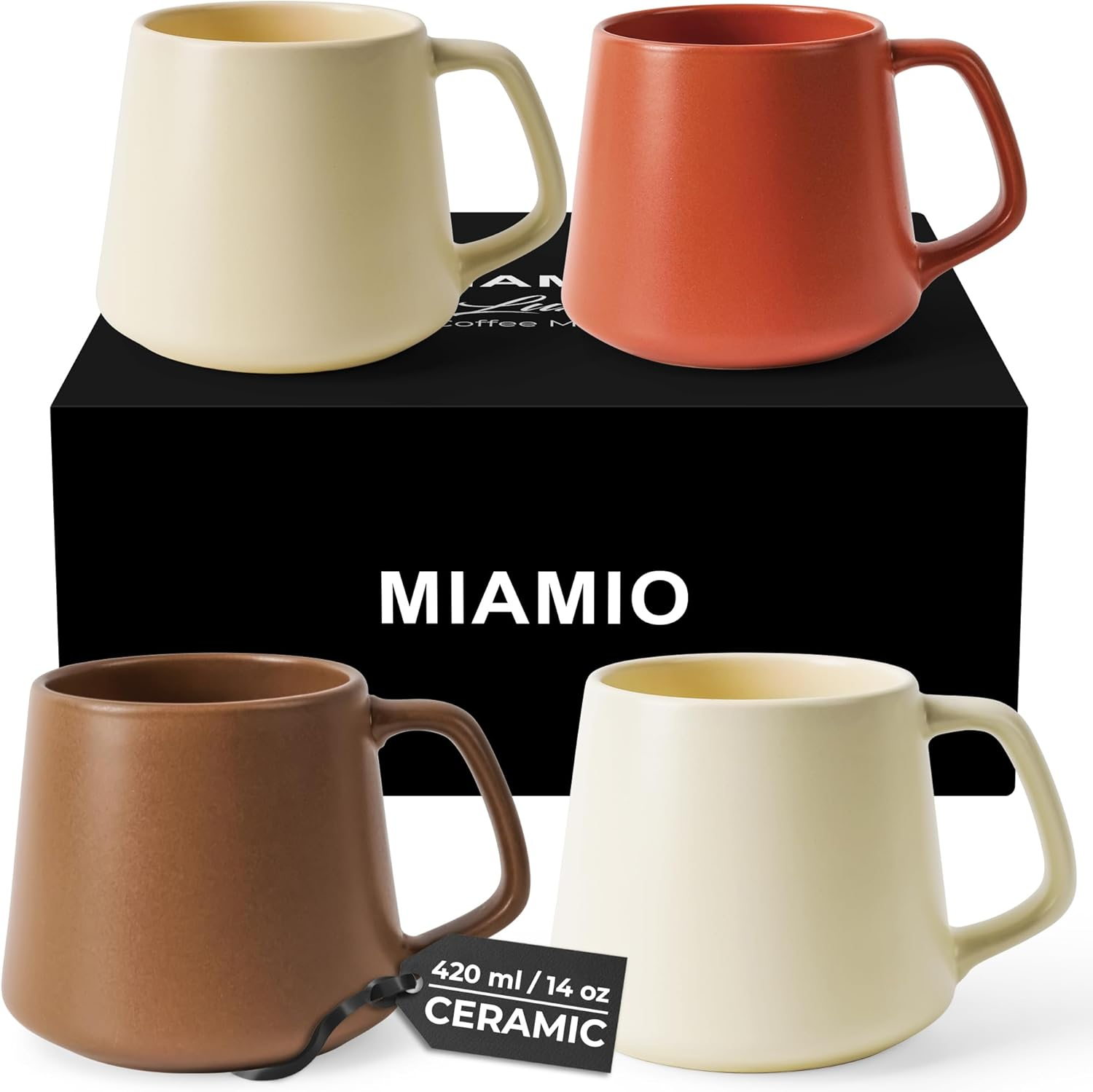 - Large Coffee Mugs Set/Cups, Ceramic (420Ml) - Luxe (Beige) | Large Ceramic Coffee Mugs for Cappuccino, Tea and Espresso, 4-Piece Set, Dishwasher Safe, Perfect for Everyday Coffee and Tea