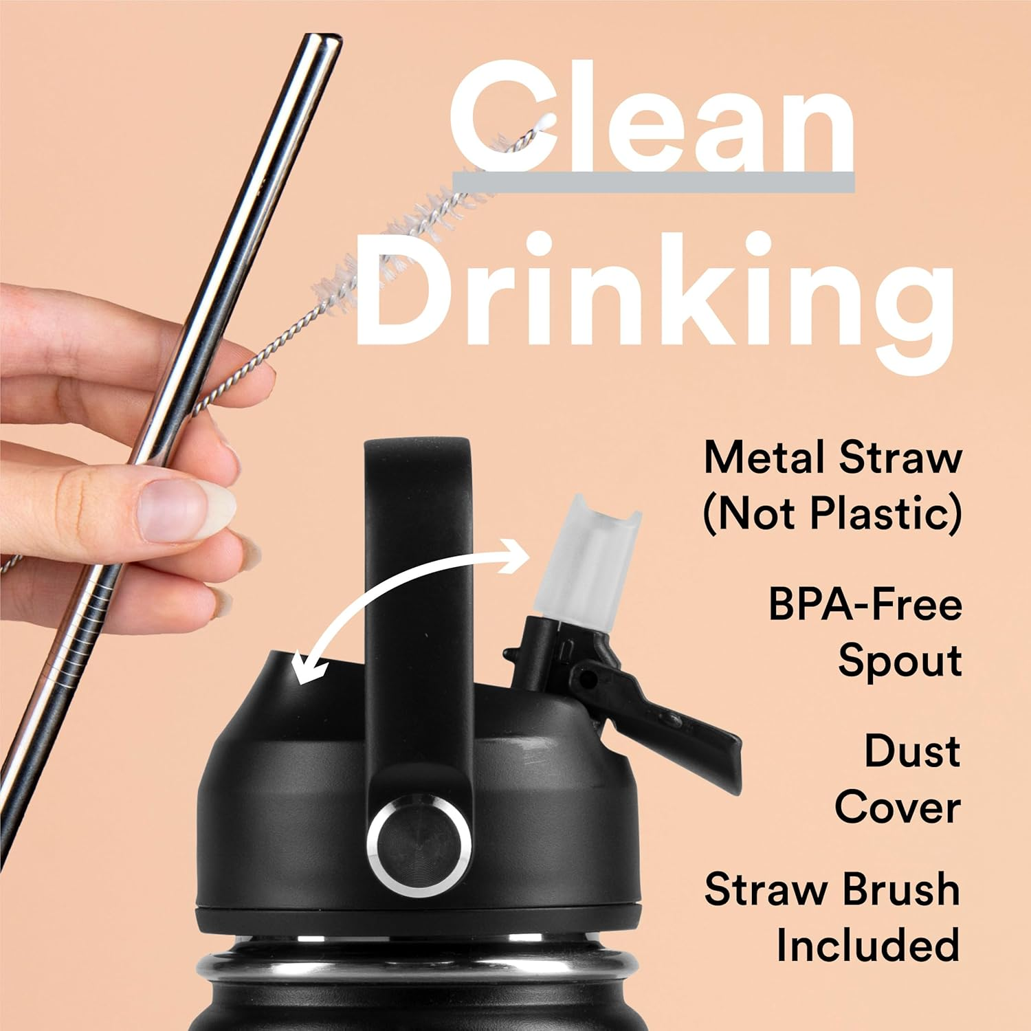 Moon Bottles - Insulated Water Bottle with Straw - Stainless Steel Sports Dri... - Picture 8 of 13