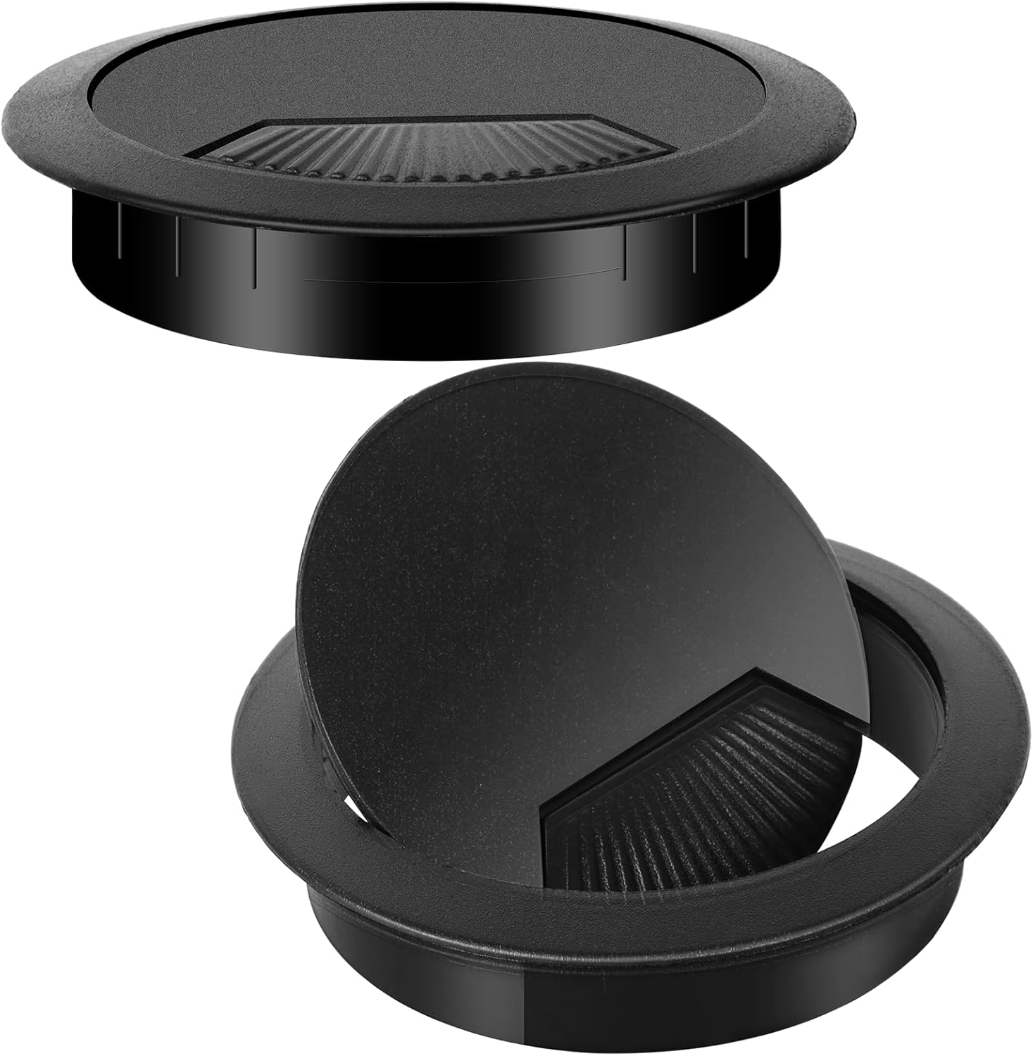 2 Pcs Desk Grommet 60Mm Desk Cable Hole Black Plastic Worktop Cable Tidy Hole for Office Computer Desk Wires