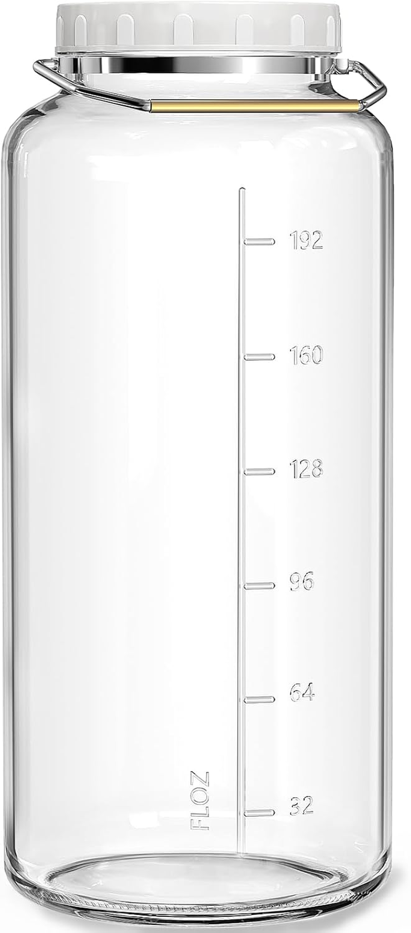 2 Gallon Glass Jar with Airtight Lid, Wide Mouth Mason Jar with Lids(7600Ml), Set of 1, 2 Gallon Large Glass Jar with Lid and Stainless Steel Handle