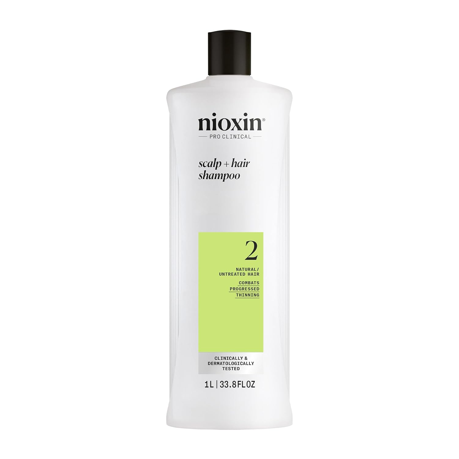 Nioxin System 2 Scalp + Hair Thickening Shampoo for Natural Hair with Progressed Thinning Boost Hair Density with Niacinamide & Biotin