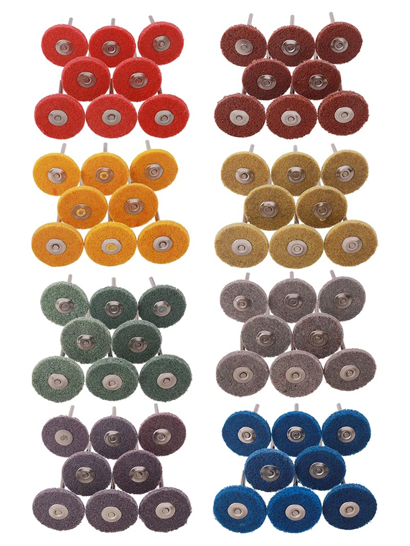 80 Pack Buffing Wheels, 1“ Abrasive Buffing Polishing Wheels Burr for Rotary Tools-1/8 Shank 120 Grit, 150 Grit, 180 Grit, 240 Grit, 320 Grit, 600 Grit, 1000, Grit 3000 Grit