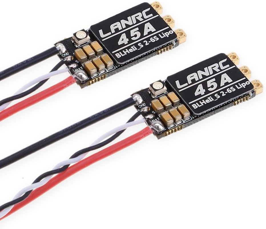45A ESC 2S-6S Brushless ESC LANRC Lipo Blheli_S Electronic Speed Controller Support D-Shot 150/300/ 600 for FPV Racing Drone Multicopter Quadcopter 2PCS