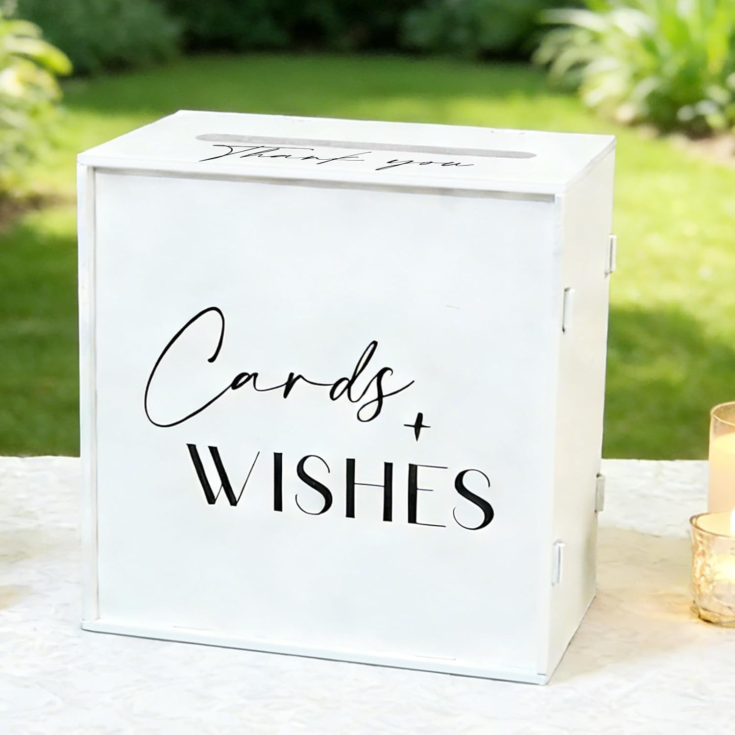White Wedding Card Box with Slot, Elegant Wedding Card Boxes for Reception Money Envelope Cash Cards, Cards & Wishes Wedding Gift Box for Engagement Anniversary Bridal Shower Table Decor