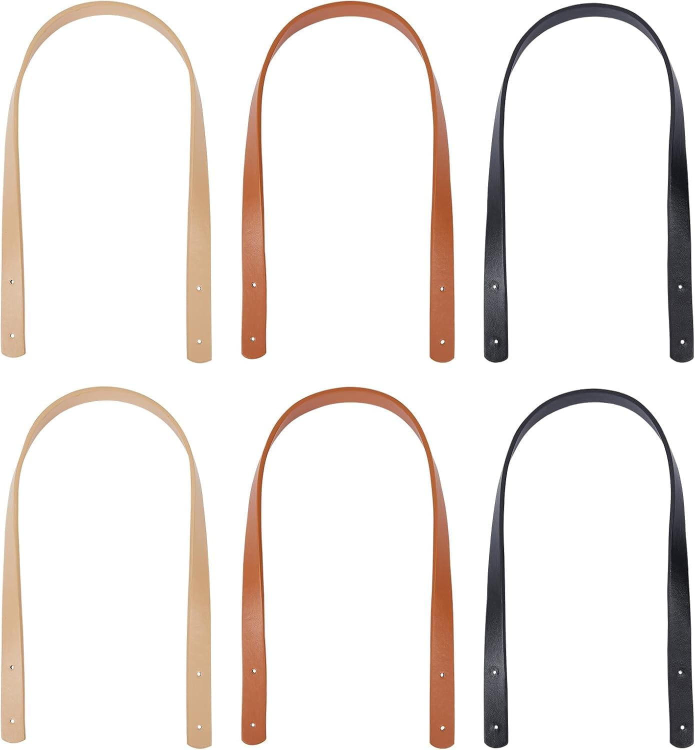 3 Colors Leather Bag Handles, Leather Purses Straps with Rivets Handmade Handbag Handle Shoulder Bag Strap Replacement for DIY Purse Making Supplies