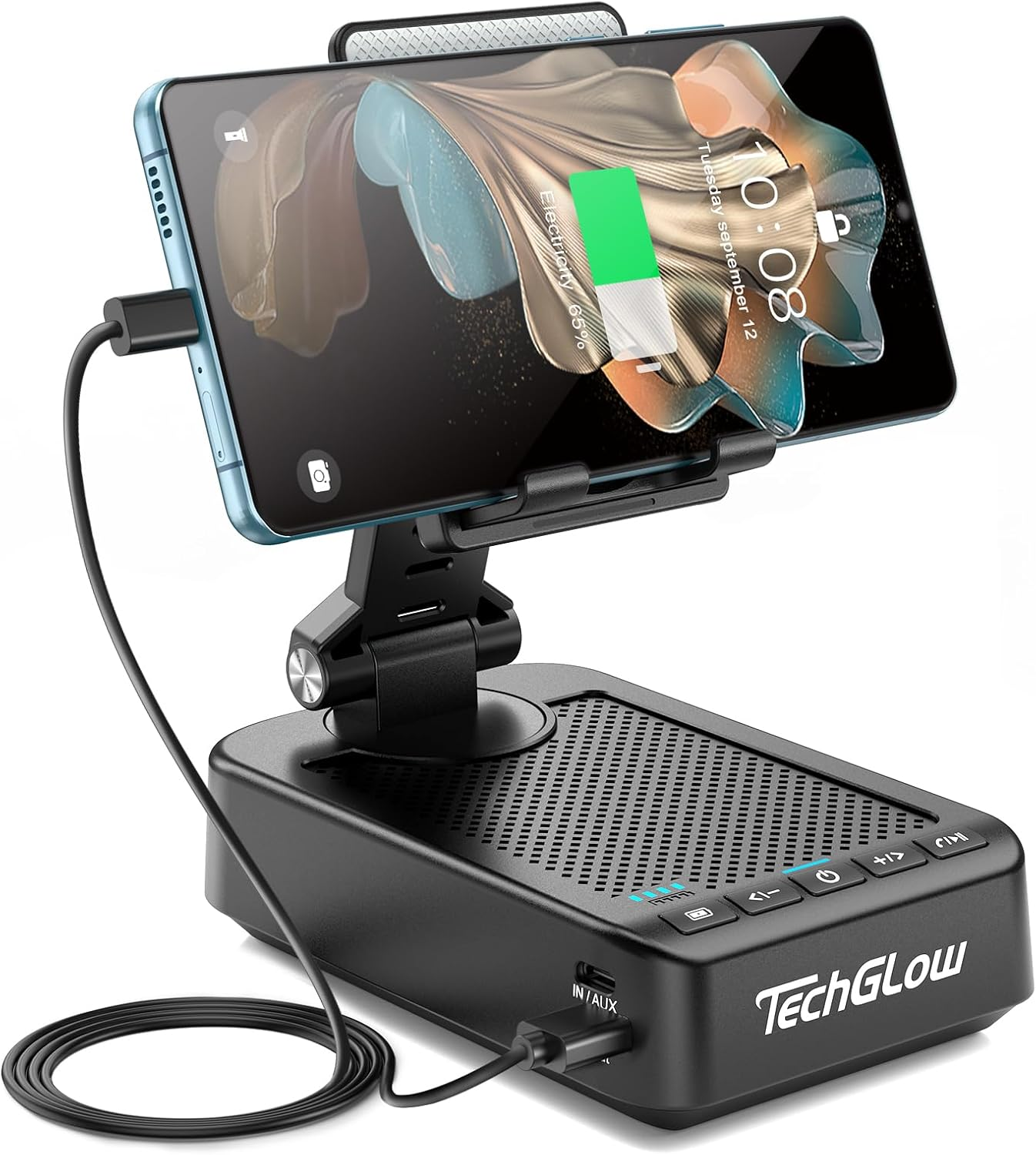 Foldable Cellphone Stand with Bluetooth Speaker Charging Function 360° Rotatable Phone Stand Birthday Gifts for Men Women Mother Father Cool Tech Gadgets