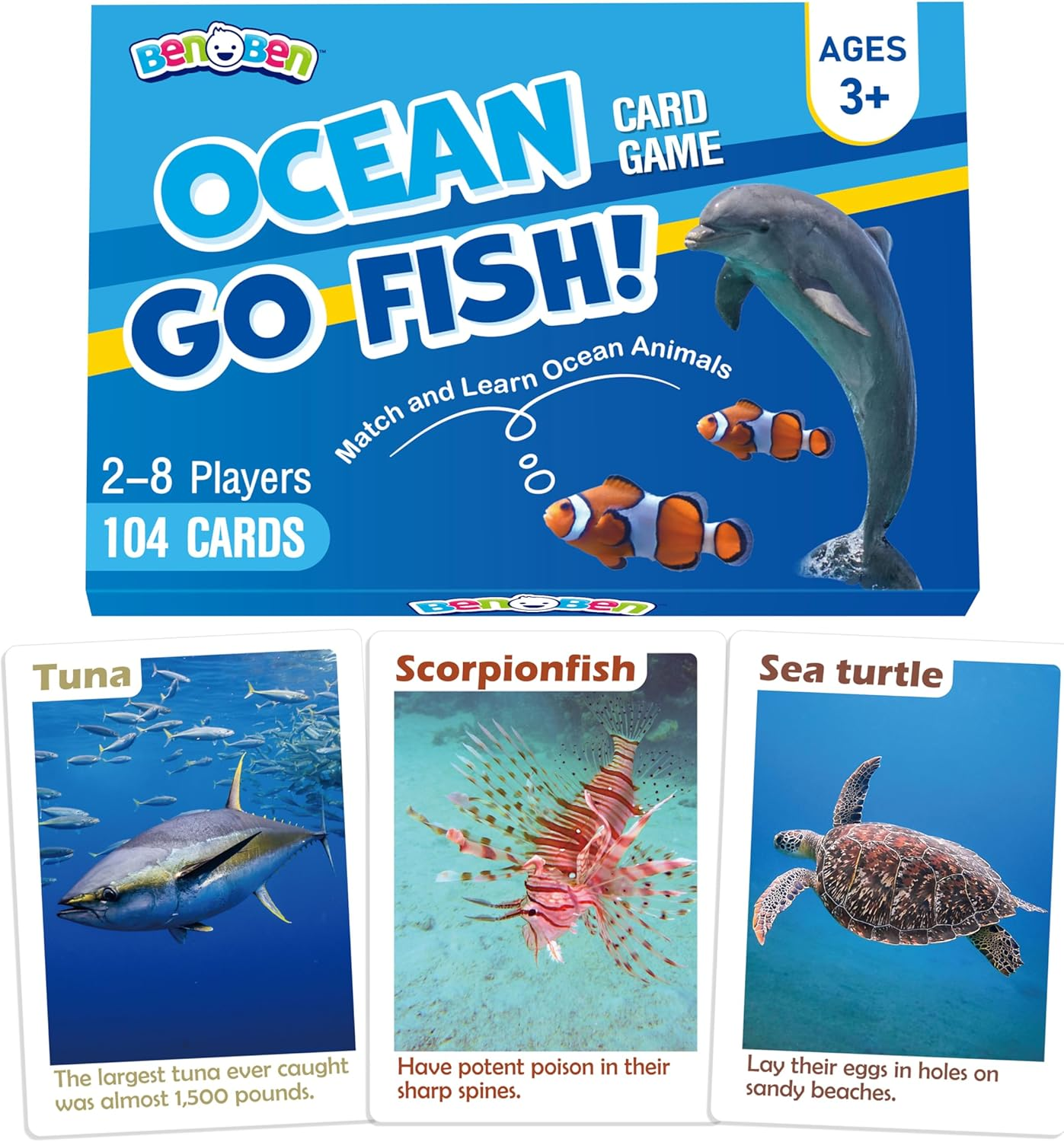 user_9fbdb4ff  希少　GO FISH Go Fish Card Game for Kids, 104 Cards, Ocean Theme Memory Matching