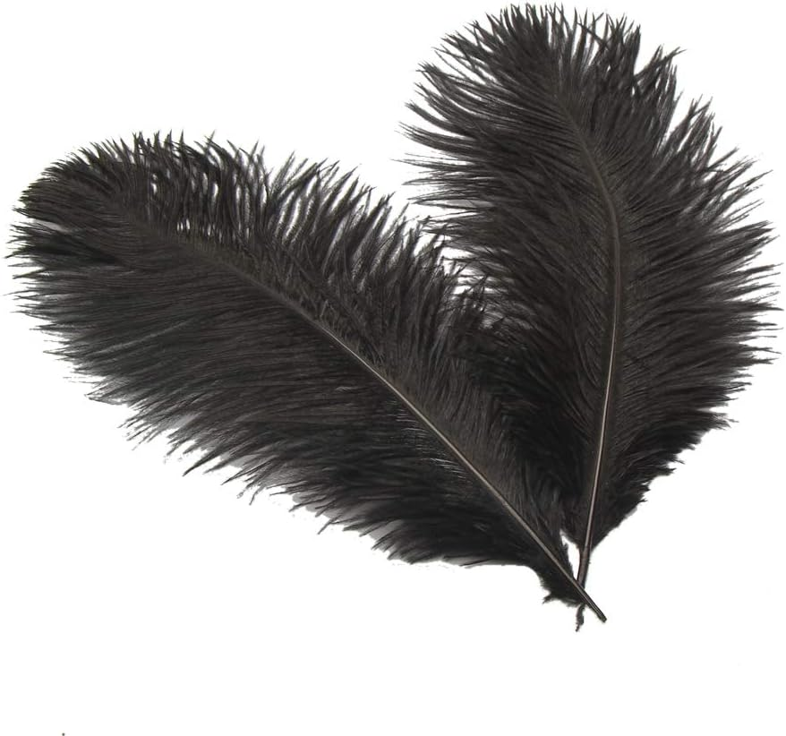 6-8inch(15-20cm) Ostrich Feathers Plume for Wedding Centerpieces Home Decoration Pack of 10pcs (Black)