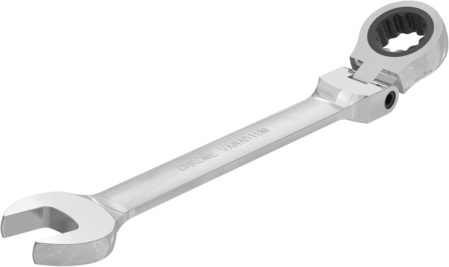 11Mm Flex-Head Ratcheting Combination Wrench Metric 72 Teeth 12 Point Ratchet Box Ended and Open End Spanner Tools, Flexible Head Gear Wrench, Heat-Treated CR-V