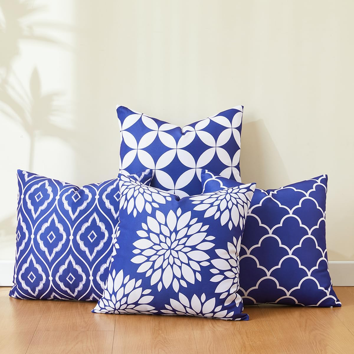 Navy Blue Outdoor Throw Pillows Waterproof 18X18 Patio Porch Pillow Covers 18 X 18 Set of 4 Outdoor Patio Decor Aesthetic for RV Garden and Patio Furniture (No Inserts)