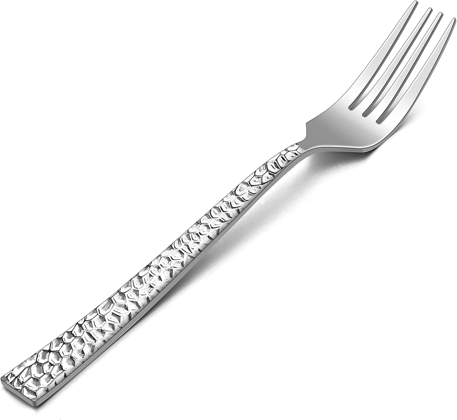 Hammered 12-Pieces Dessert Forks, Stainless Steel 6.7 Small Salad Forks, Classic Elegant Design, Mirror Polished, Dishwasher Safe
