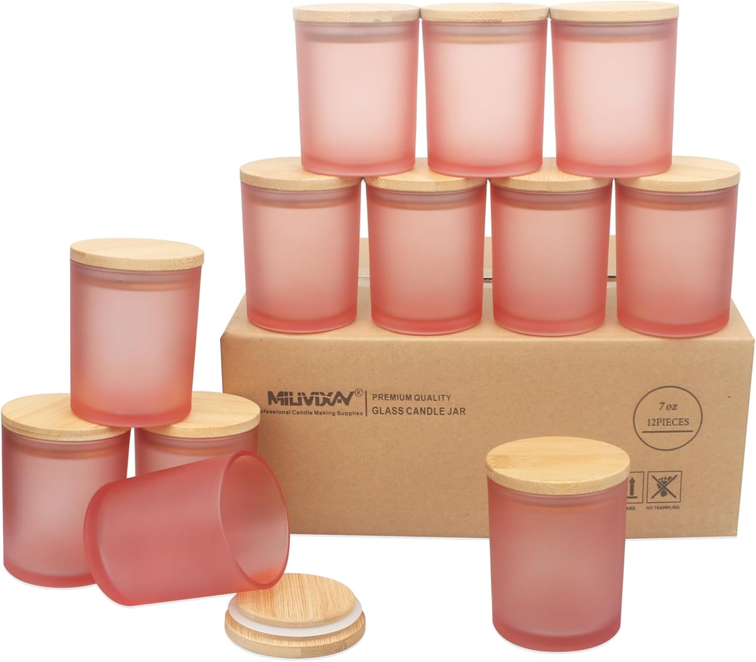 MILIVIXAY 20 Pack 7 OZ Clear Thick Glass Candle Jars with Lids - Bulk Empty C... - Picture 16 of 18