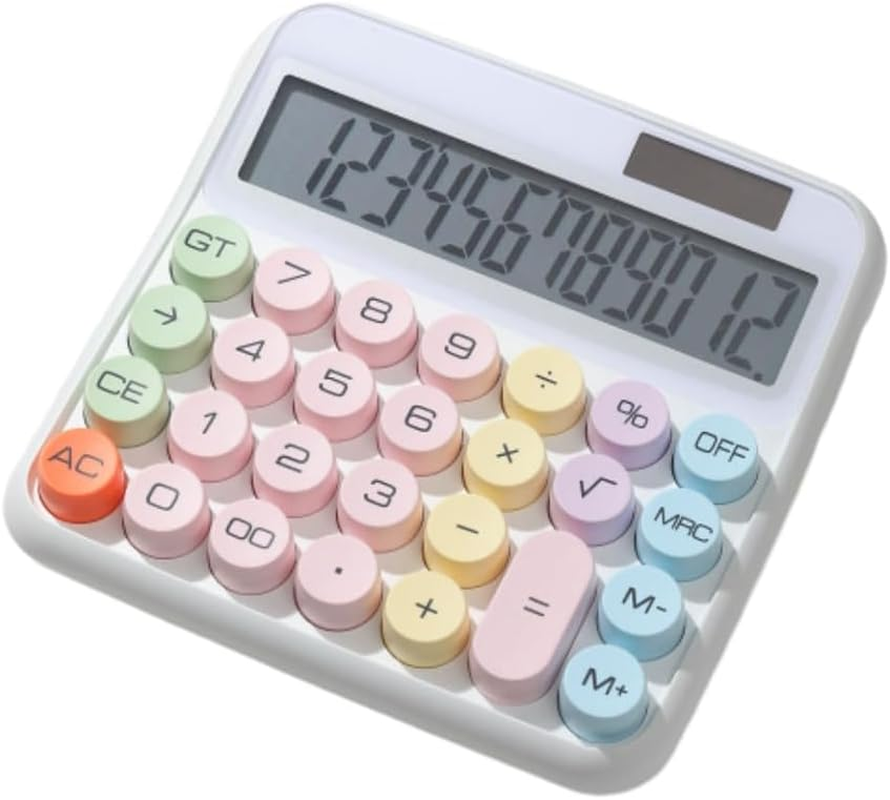 Mechanical Calculator 12 Digit Large LCD Display Big Round Button 15°Tilt Scr... - Picture 2 of 16