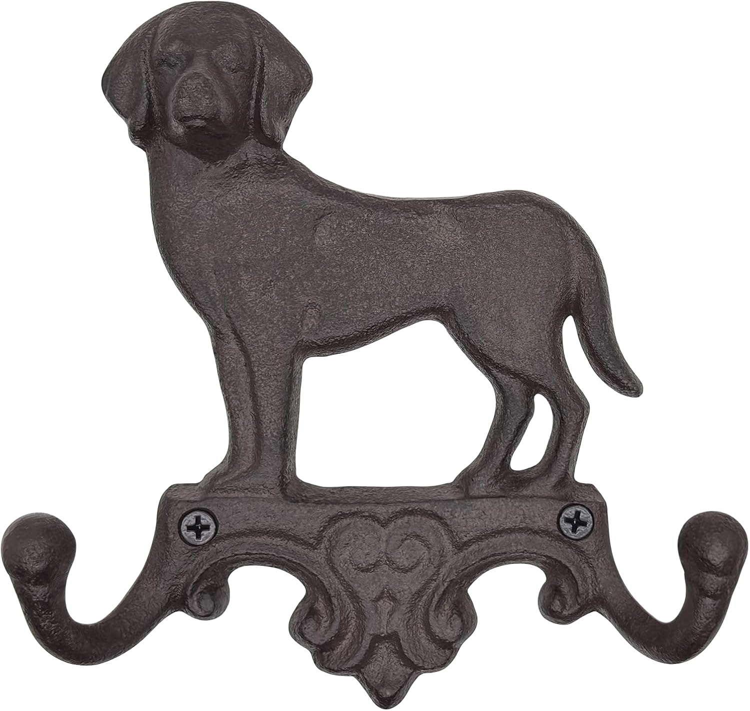 Cast Iron Dog Wall Hooks for Hanging, Heavy Duty Dog Leash Holder for Wall Mount Coat Hooks Decorative Key Hanger Vintage Farmhouse Entryway Cute Animal Decor Rustic Brown 1 Pack