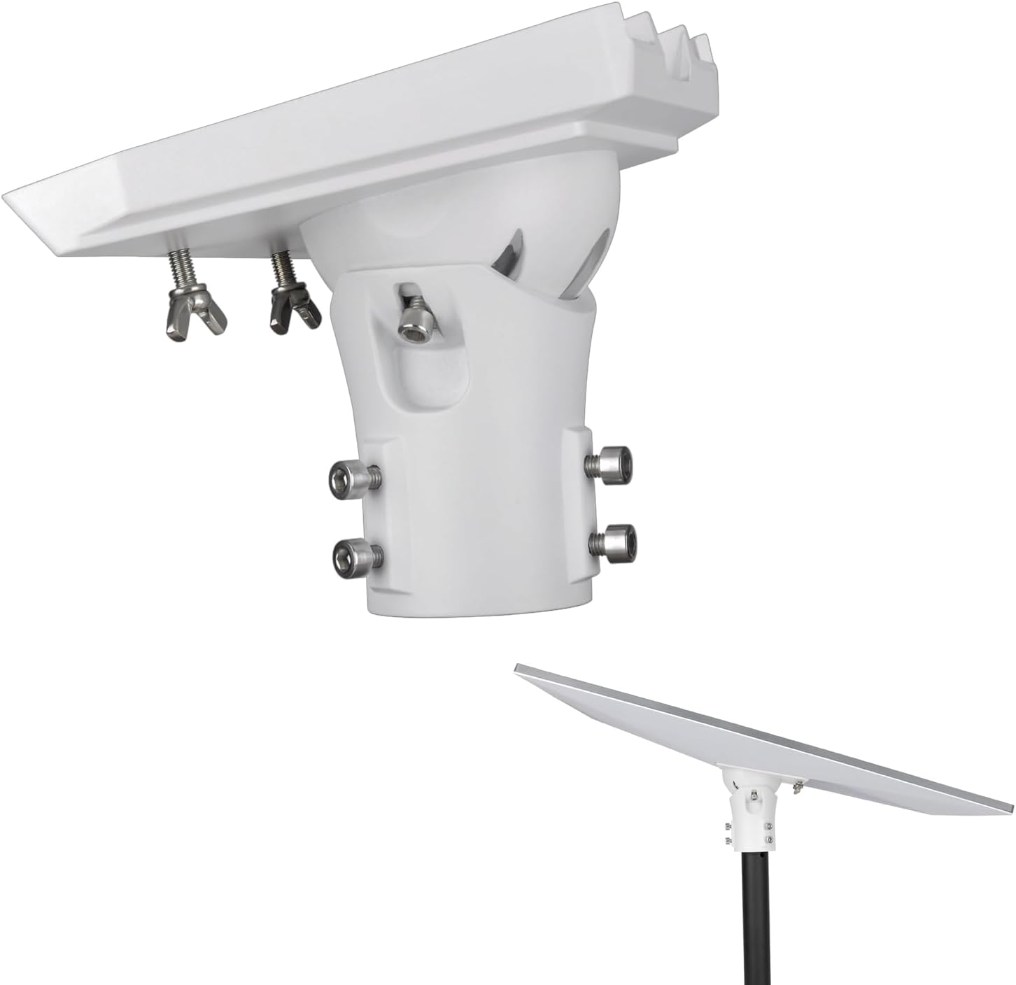 Pipe Adapter Pole Mount for Starlink Gen 3, Adjustable Pole Mount Adapter Kit for Starlink Standard Dish V3, with Multiple Adjustment Capabilities, Aluminum Alloy, White