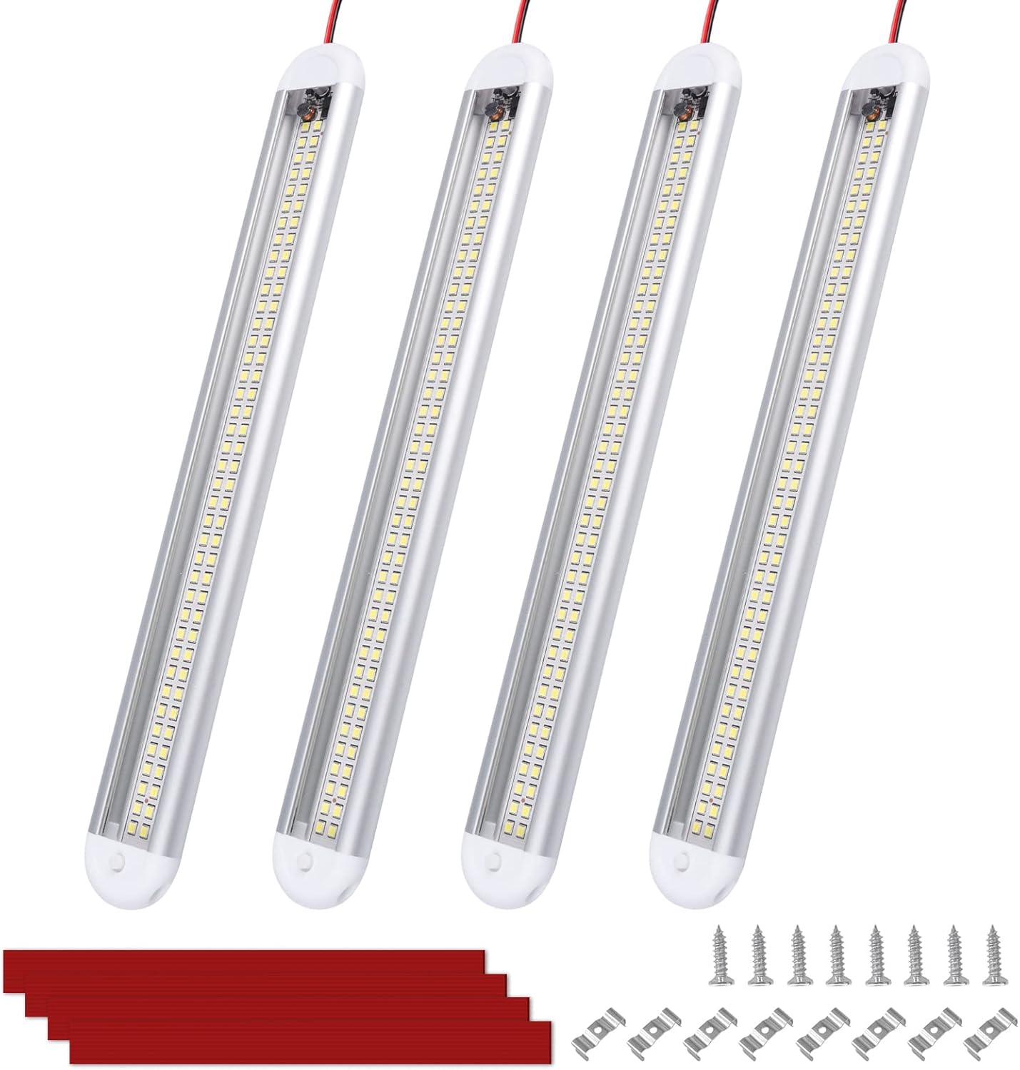 4 Pack 12V LED Light, 120 LEDs RV Van Interior Light, Universal Interior Strip Lights for Carvan Van Campervan Motorhome Indoor Kitchen,6500K 1800LM