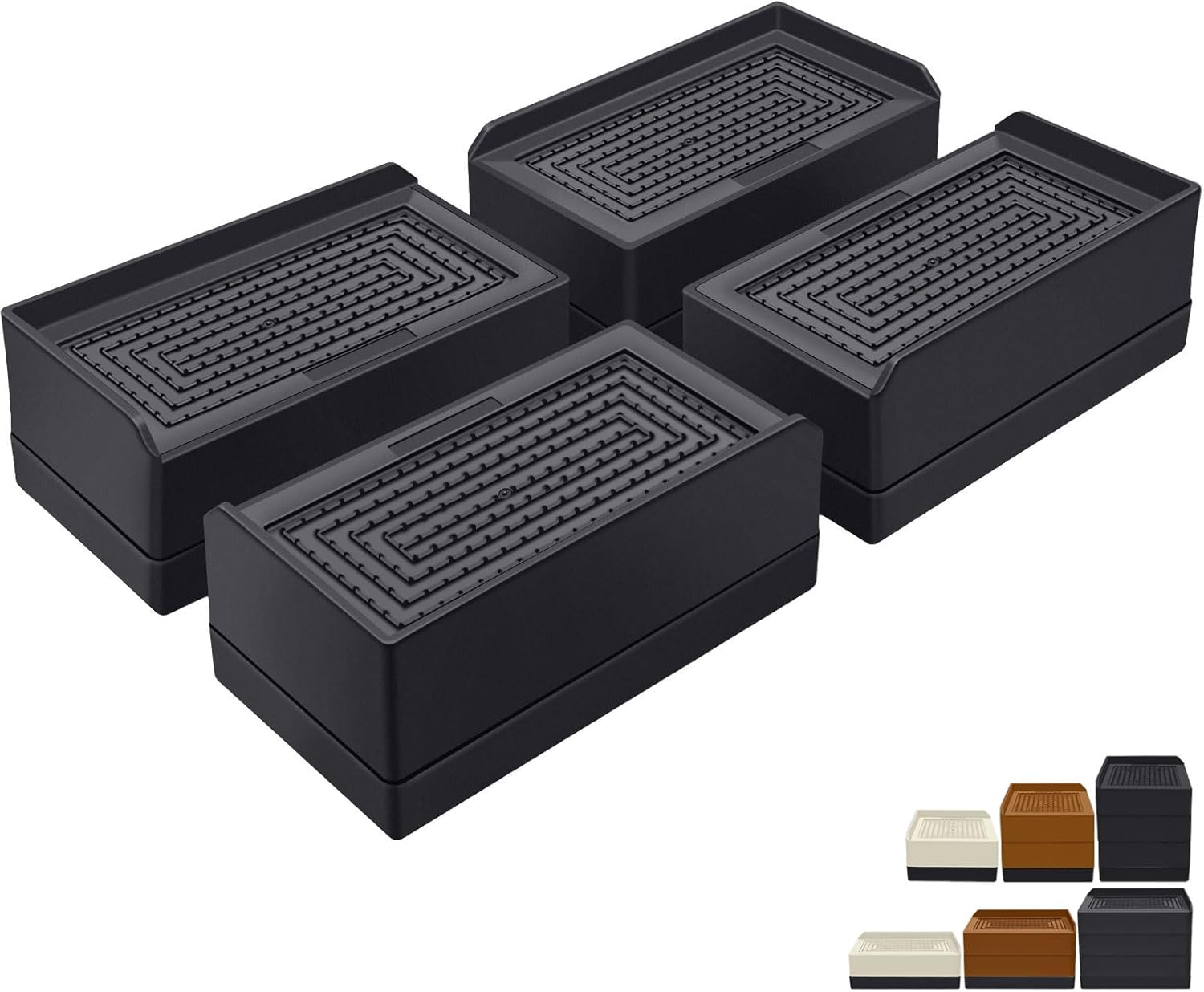 1.5 Inch Furniture Risers, Rectangle Adjustable Risers Blocks for Bed Sofa Table and Couch Lifting,Heavy Duty Support up to 1,300 Lbs (4 Pack-Black)