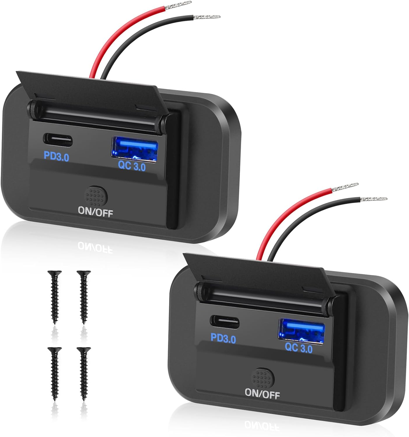 Thlevel Car USB Socket Panel USB C Charging Socket 12V USB Socket 36W QC3.0