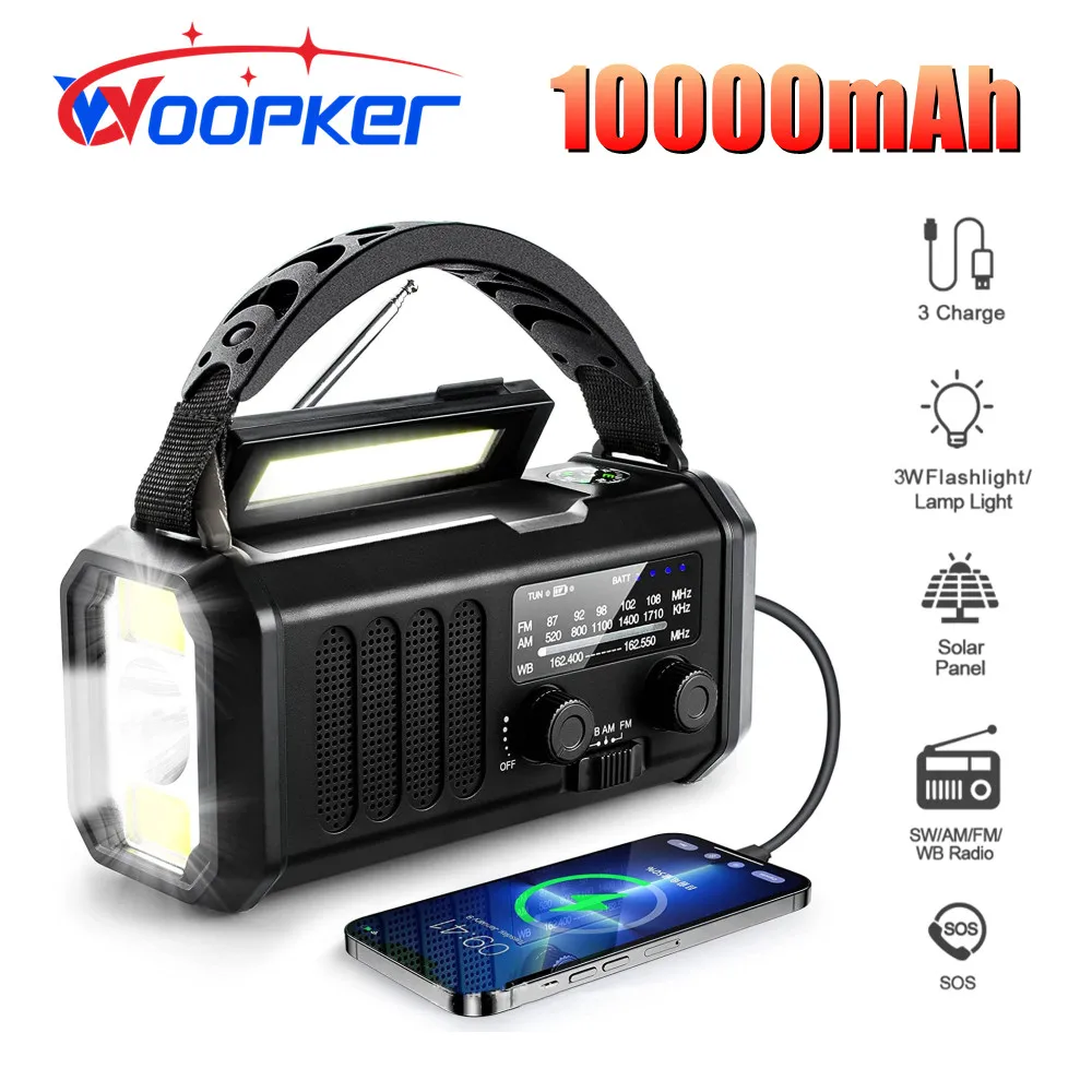 10000mAh Radio XSY330 FM Emergency Radio Solar Hand Crank Generator AM/FM/NOAA LED Portable Radio SOS Alarm Power Bank