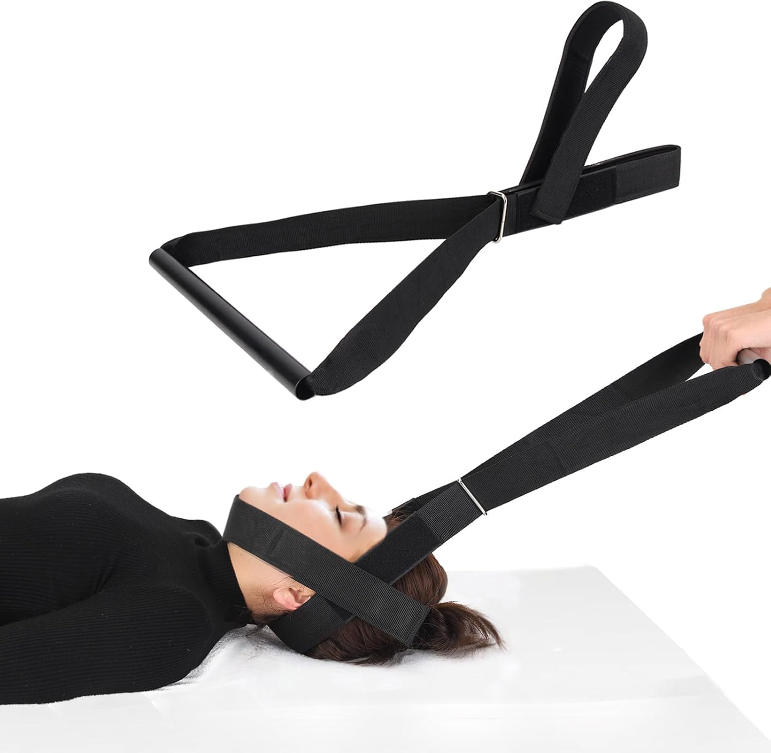 Y Neck Strap Chiropractor Pull Device,Neck Stretcher Strap,Neck Strap Cervical Traction Device for Neck Pain,Spine Chiropractic Decompression Tool with Comfort Handle and Chin Strap