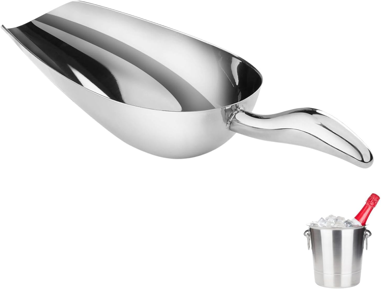 Stainless Steel Ice Scoop, Rust-Resistant and Easy-To-Clean Multi-Purpose Food Spoon, Kitchen Accessory with Comfortable Handle, Suitable for Ice Makers, Restaurants, Parties
