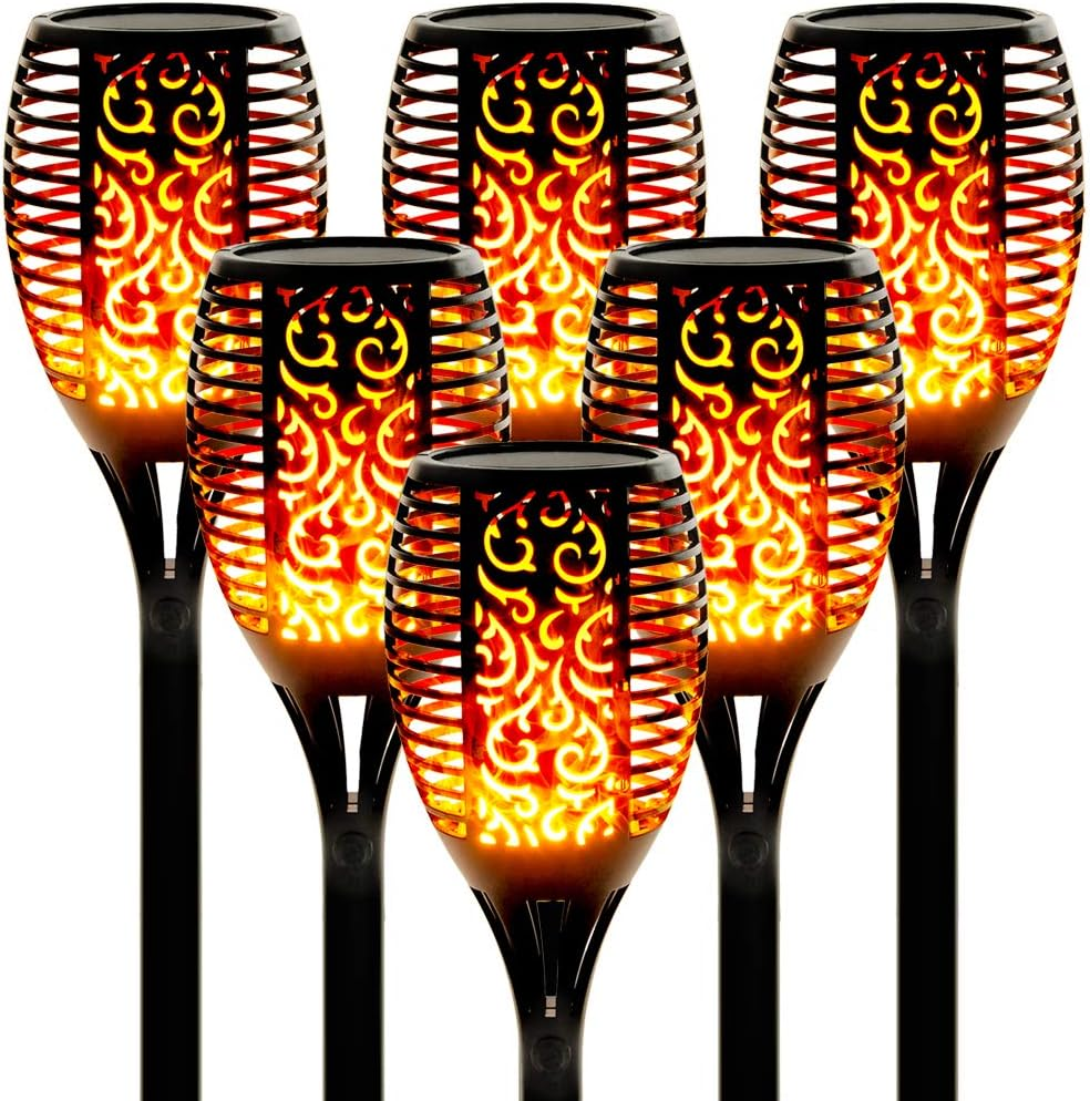 Solar Tiki Torches with Flickering Flame,96 LED Solar Torch Lights Outdoor Waterproof,43
