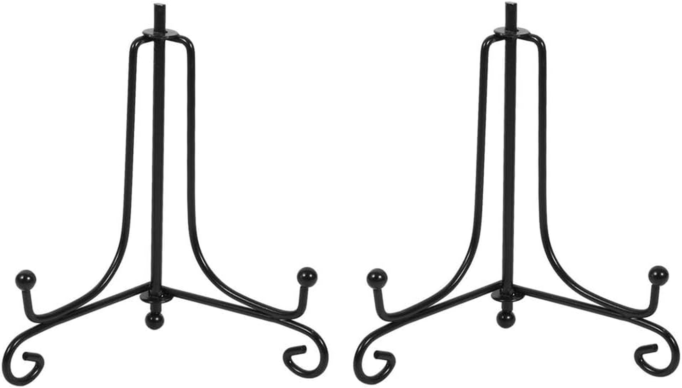 (2 Pack) Iron Display Stand, Black Iron Easel Plate Display Photo Holder Stand, Displays Picture Frames, Decorative Plates,Tablets and Art 4 Inch
