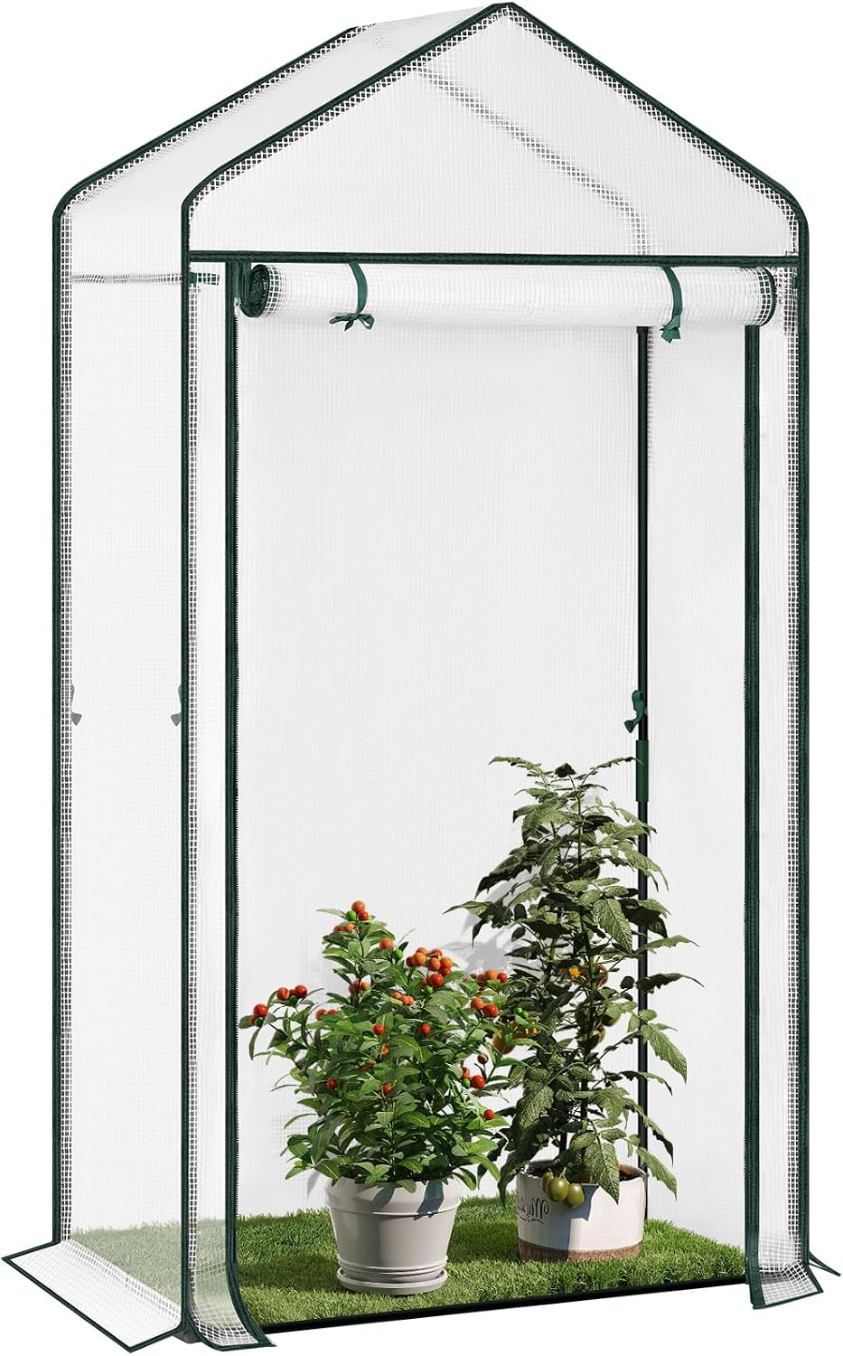 Peak Roof Greenhouse for Tomato, Winterizing Tent 100X50X190Cm White