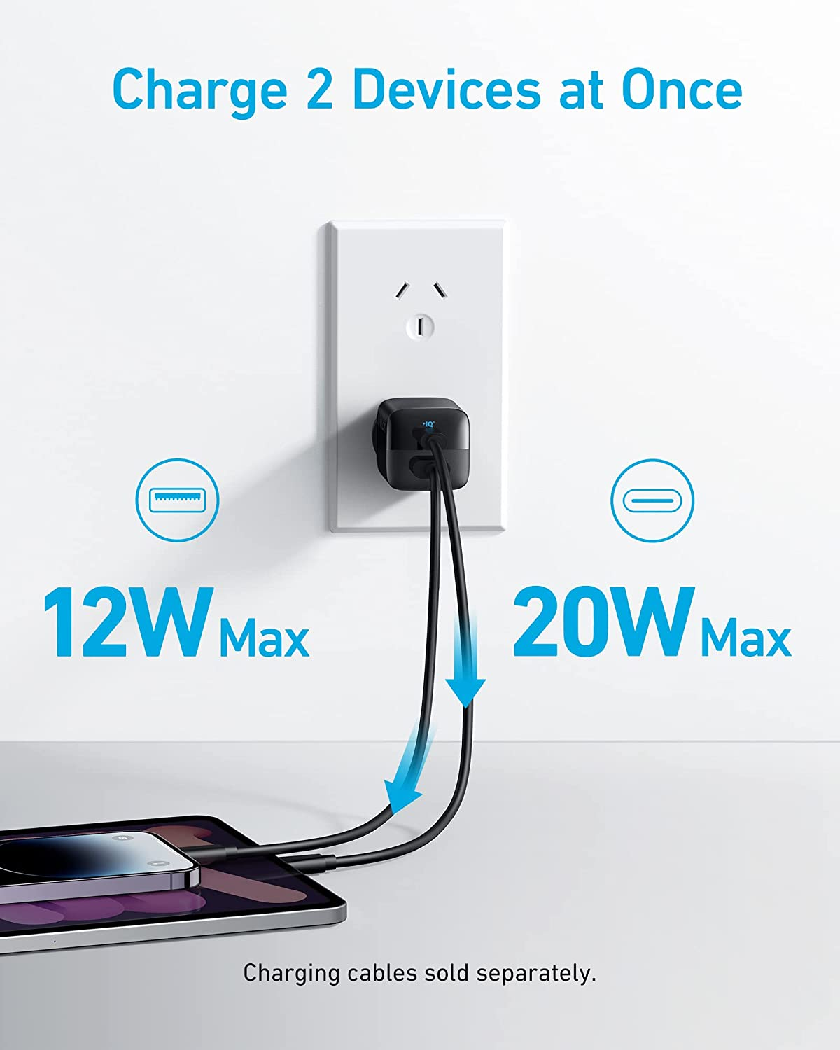 Anker 323 Charger, USB C Charger 33W, 2 Port Compact Charger for iPhone 15/15... - Picture 4 of 14