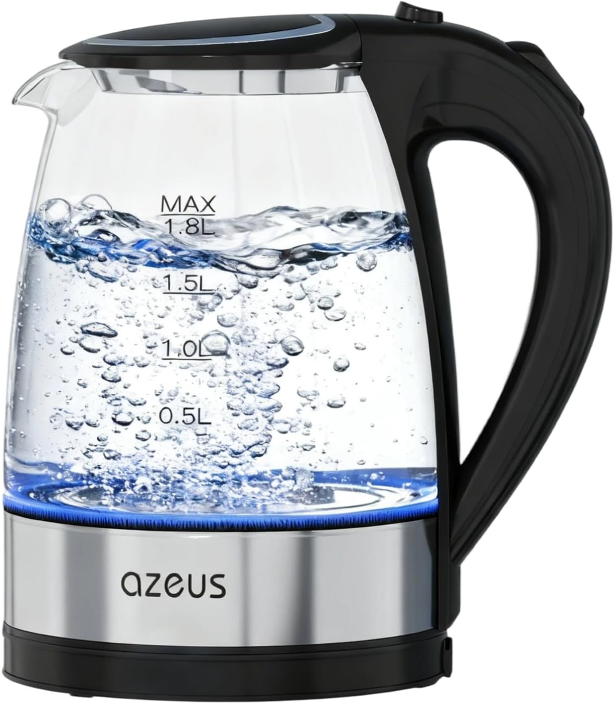 Fast Boil Electric Water Kettle, 1.8L Large Capacity with Auto Shut-Off and Boil-Dry Protection, Bpa-Free Borosilicate Glass &Stainless Steel