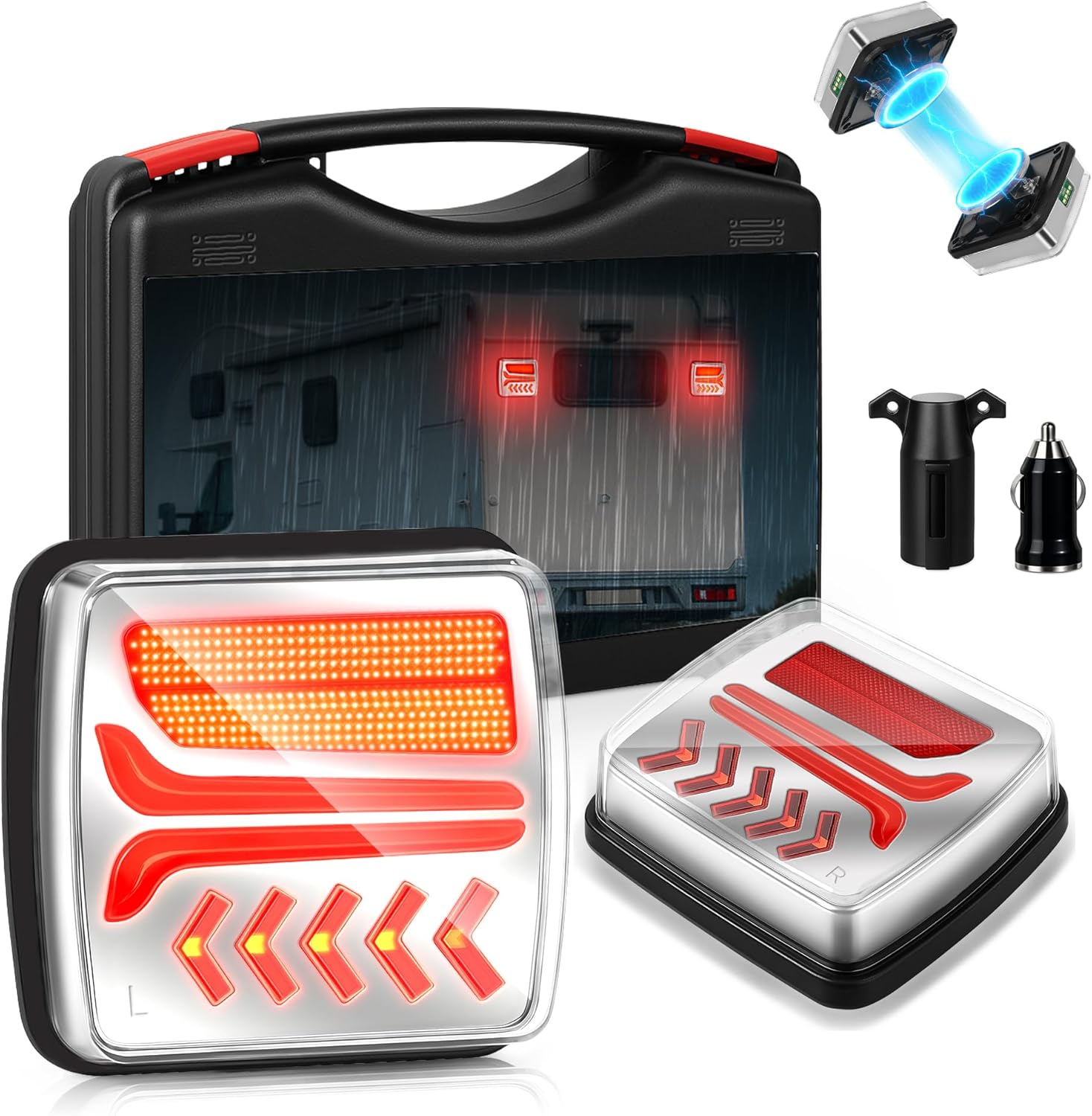 Wireless Trailer Lights Magnetic - Bluetooth LED Trailer Lights, High Brightness for Towing - IP65 Waterproof, Wireless Tail Lights for Trailer, Trucks, Caravans, Campers, Rvs, Vans