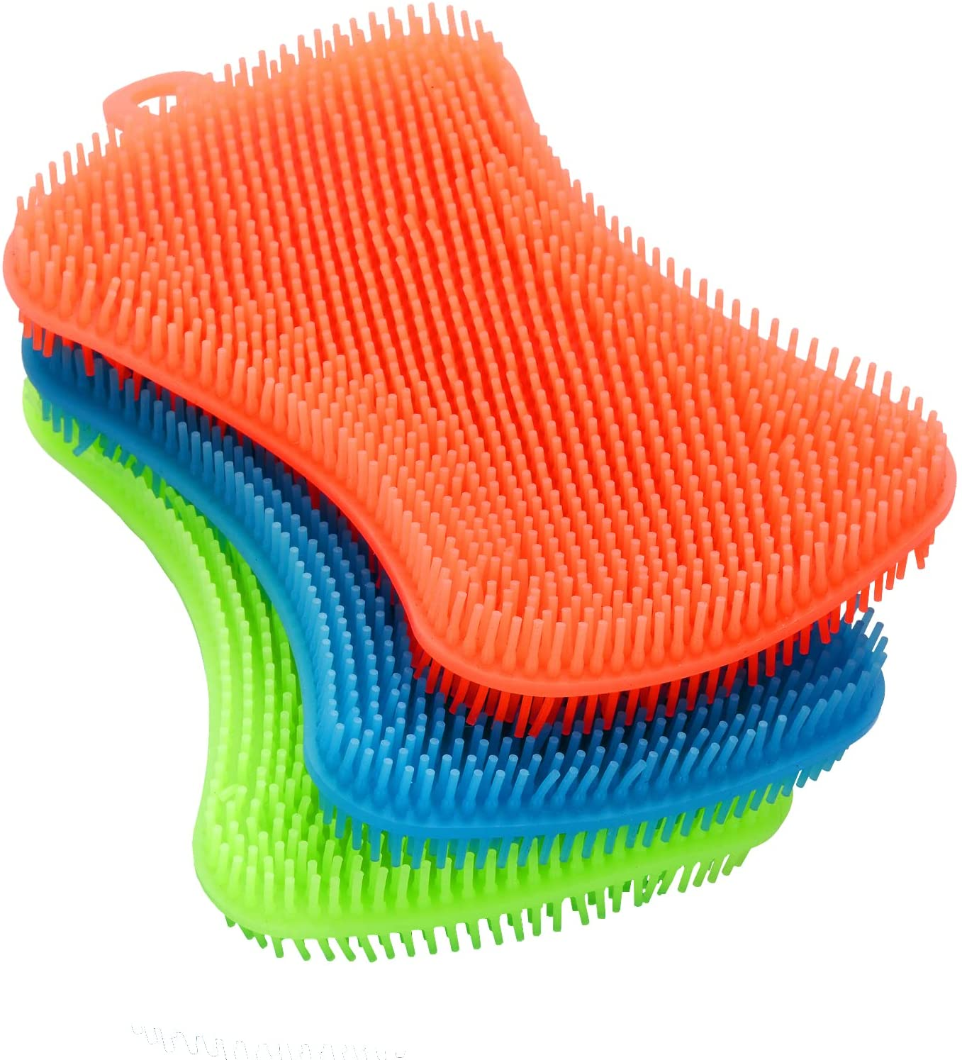 3PCS Silicone Dish Sponges Food Grade Non Scratch Kitchen Scrubber Brush Set