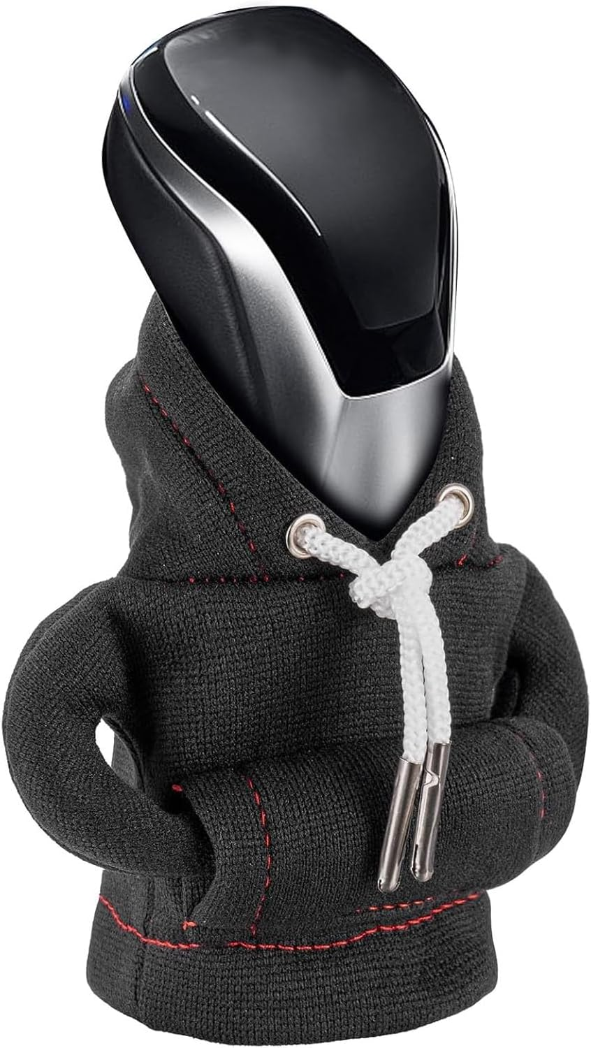 Car Gear Shift Knob Cover - Upgraded Universal Mini Hoodie for Shifter, Cute Automotive Interior Gadget Car Decor Accessory
