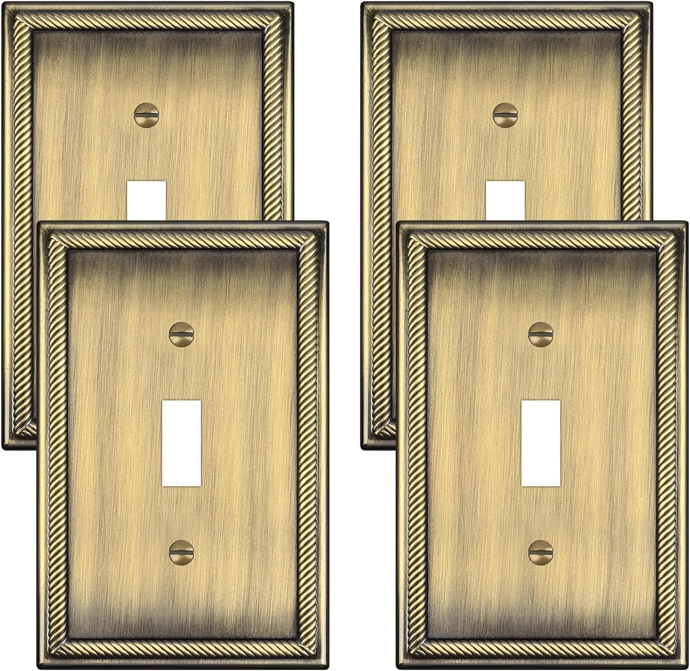 4 Pack Antique Brass Light Switch Cover, Decorative Wall Plate for Single Toggl