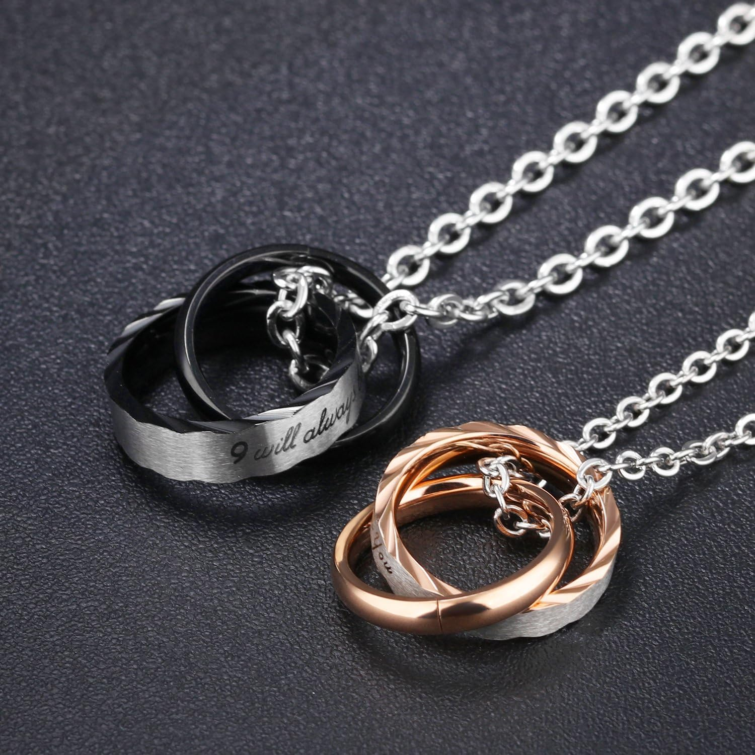 Matching Necklace for Couples Titanium Promise Love Stainless Steel Pendant Necklaces for Him,Her Jewelry Set Gifts for Anniversary