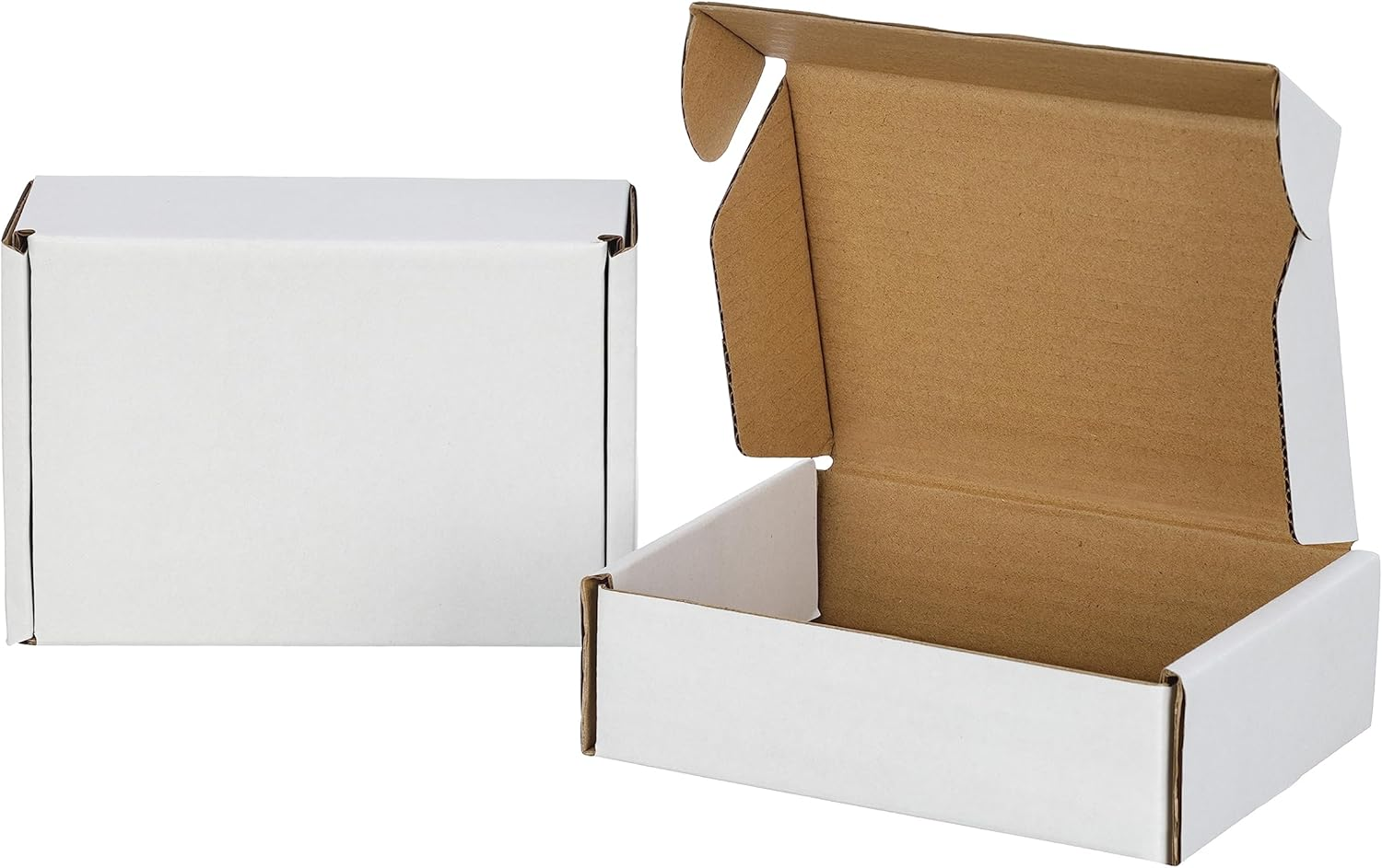 50 Pack 7X5X2 Inches Shipping Boxes, Kraft Corrugated Small Cardboard Boxes Mailers for Mailing Packing, White
