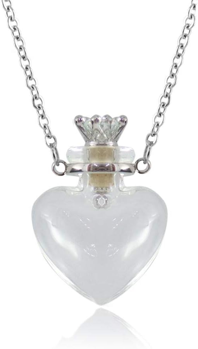 1PC Clear Heart Vial Perfume Bottle Necklaces Stainless Steel Chain Make a Wish Blood Vial Necklace Women Jewelry