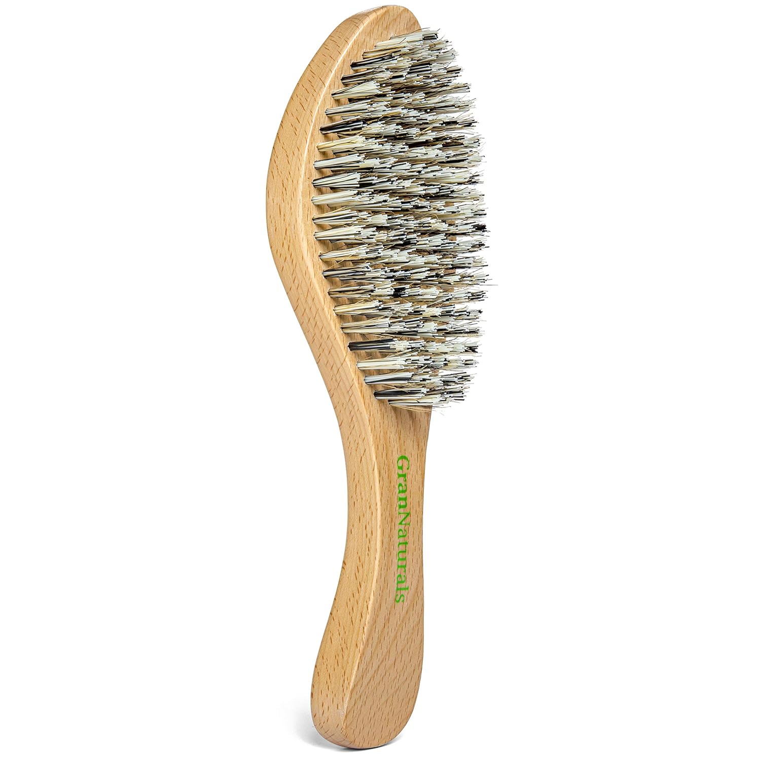 Grannaturals Extra Hard Wave Brush - Curved Boar & Extra Hard Nylon Bristle Hair
