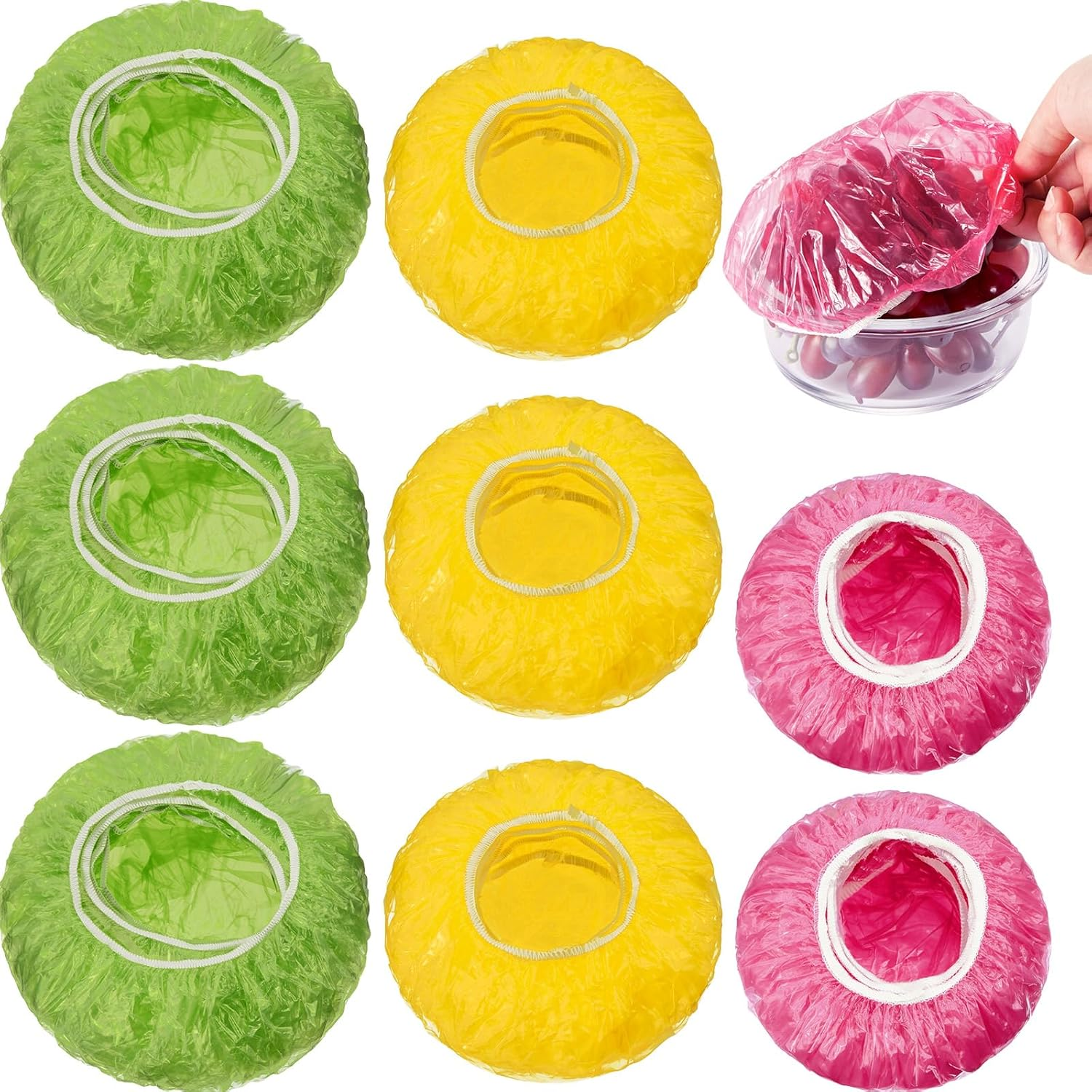 120 Pieces Reusable Elastic Food Bowl Storage Covers 3 Size Colorful Bowl Covers Dish Plate Plastic for Family Outdoor Picnic