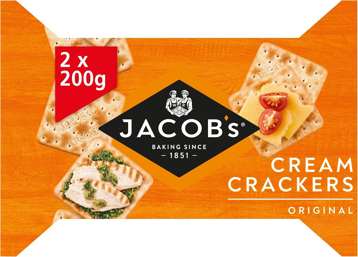 Jacob's Original Cream Crackers, 2 x 200 g (Twin Pack), 400 g Total