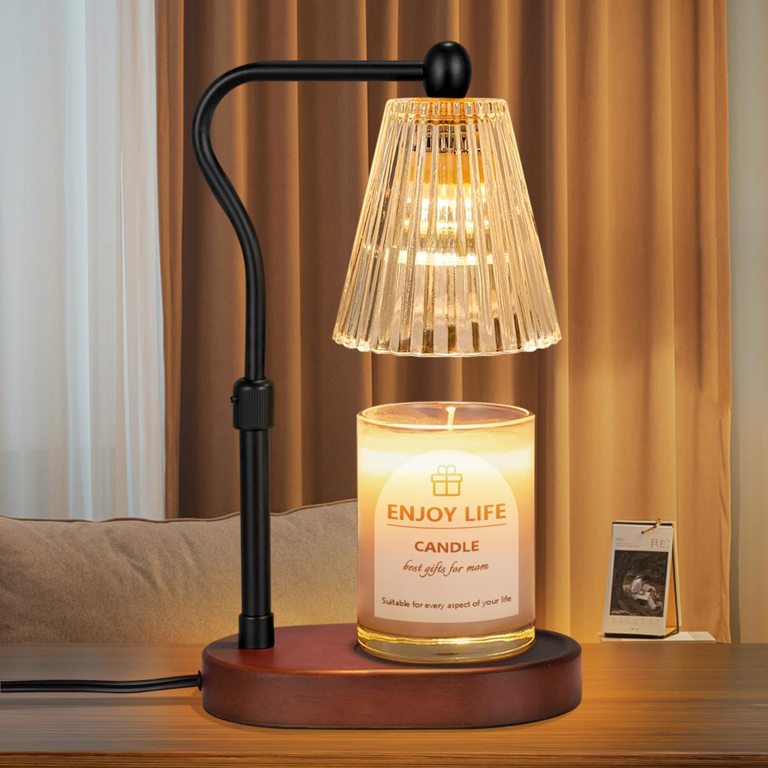 Candle Warmer Lamp With Timer & Dimmer – Height Adjustable, 2 Halogen Bulbs, Flower Design For Scented Jars