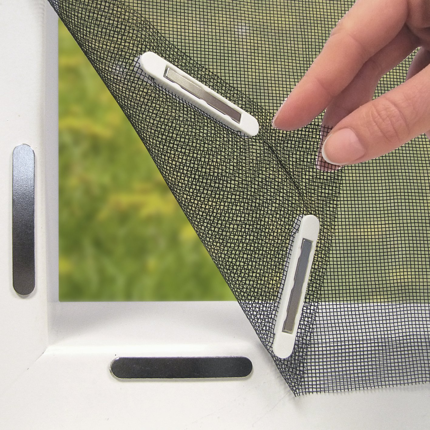 Mosquitera Para Ventanas Con Magic Click | Cortada Individualmente a Medida Para Todas Las Ventanas De Hasta 150X130 Cm | Fácil Instalación Con 12 Imanes - Sin Taladrar Ni Atornillar [Negro]