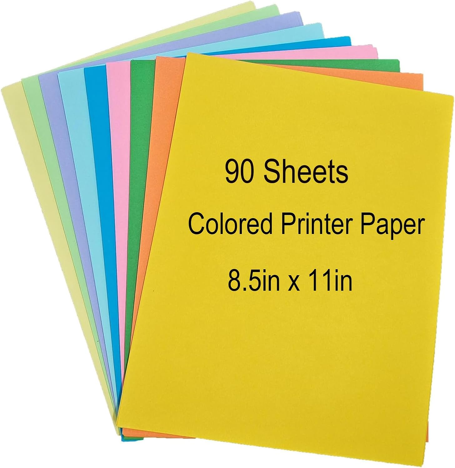 Colored Copy Paper 8.5 X 11 Printer Paper, 90 Sheets Colorful
