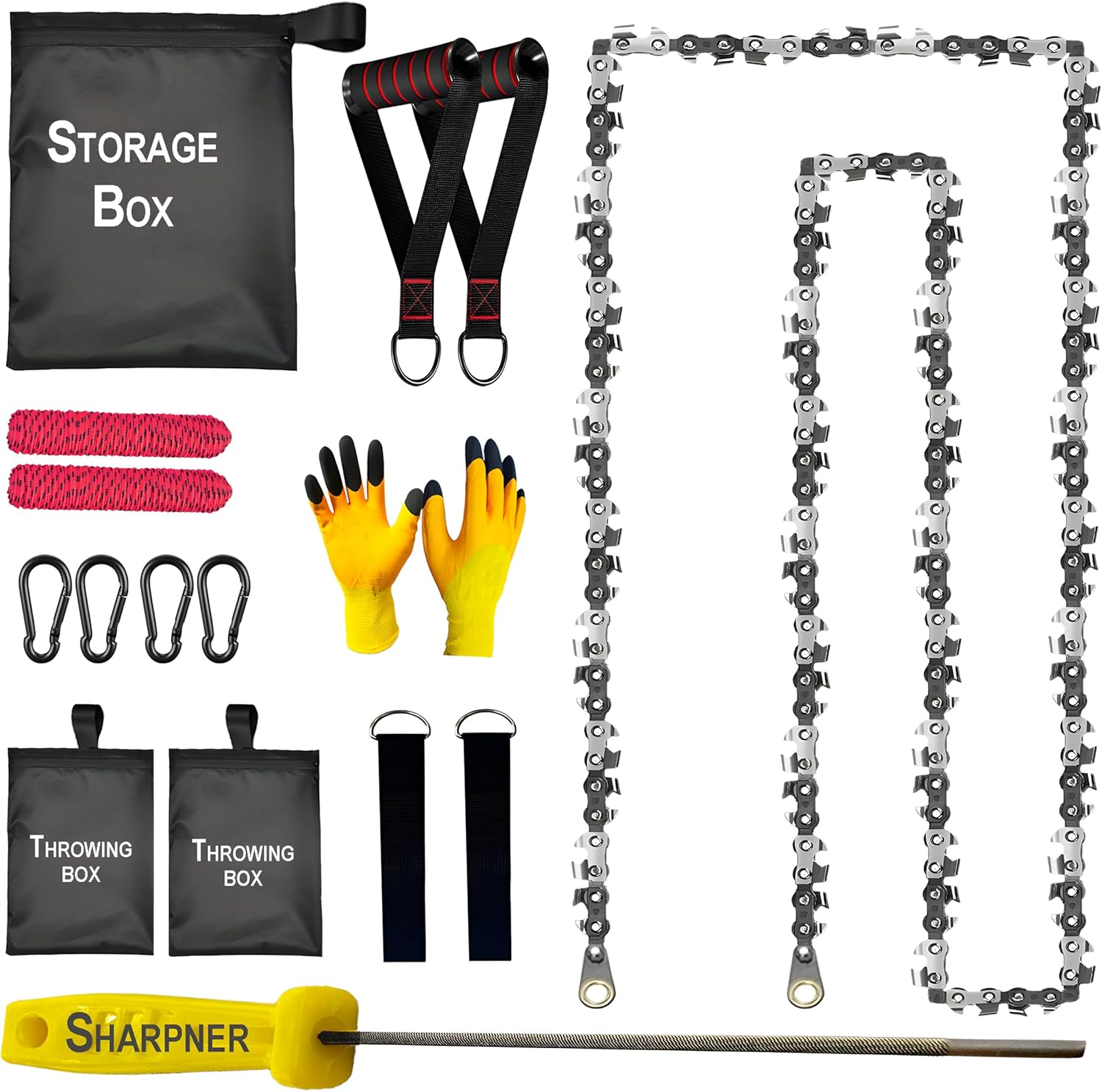 55 Inch High Limb Rope Saw – Dual Sided Pocket Chainsaw with 70 Sharp Teeth 360° – Rope Tree Saw High Limb Tool with Storage Box for Outdoor Adventures