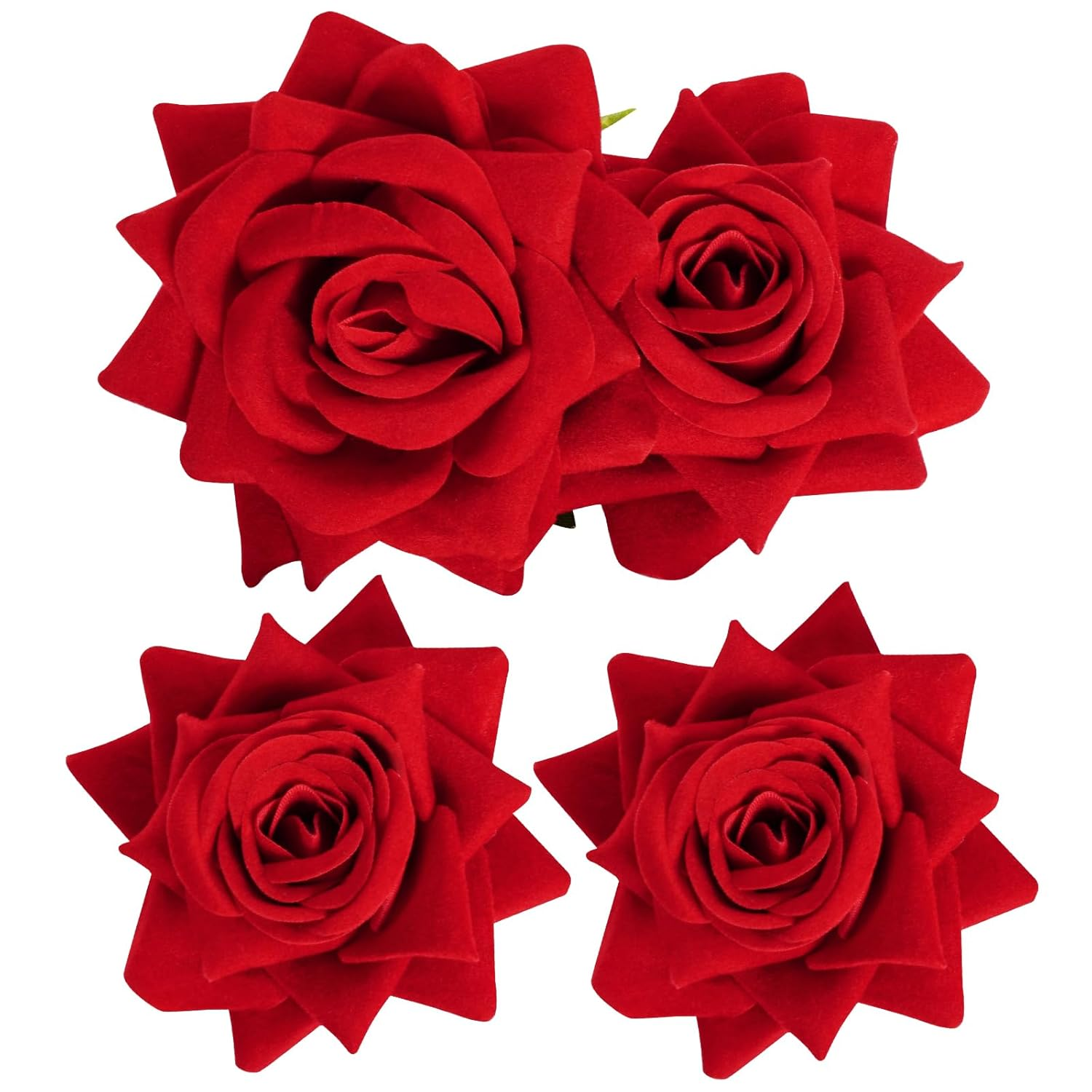 3 Pcs Rose Flower Hair Clip Rose Brooch Flamenco Dancer Hairpin Mexican Hair Accessories for Woman Girls Wedding Party Mother's Day Halloween Costume (2 Styles) (Red)