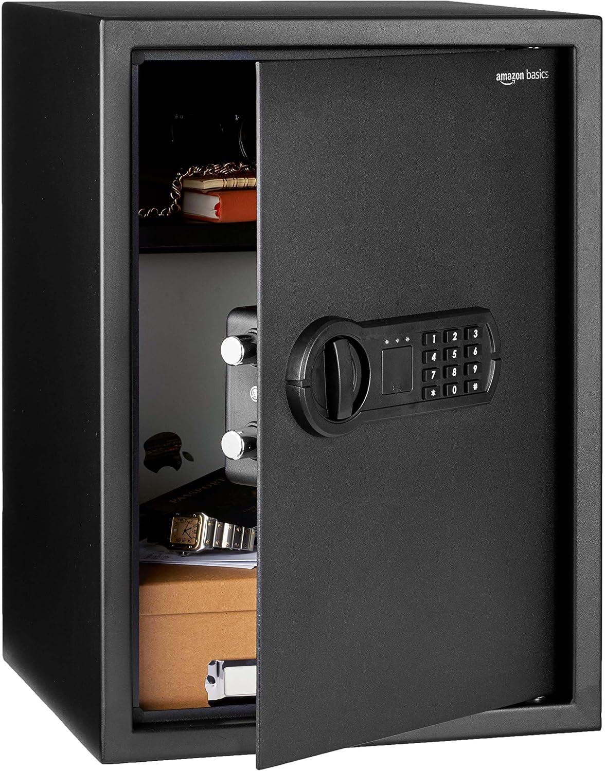 Steel Home Security Safe Box with Electronic Keypad Lock for Documents, Jewelry, Valuables, 1.8 Cubic Feet, Black, 13.8"W X 13"D X 19.7"H