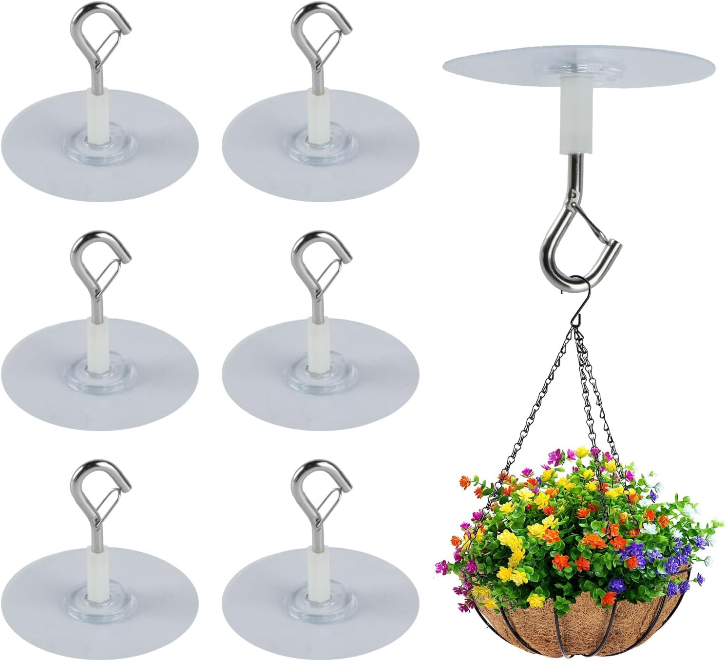 6 Ganchos de Techo Autoadhesivos Colgador Plantas sin Taladro Cocina Bano Luces